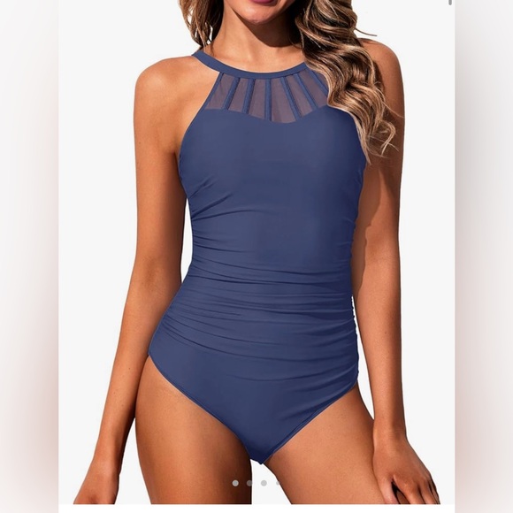 Holipick Women High Neck One Piece Swimsuit Tummy Control Modest Bathing Suit - Picture 1 of 9
